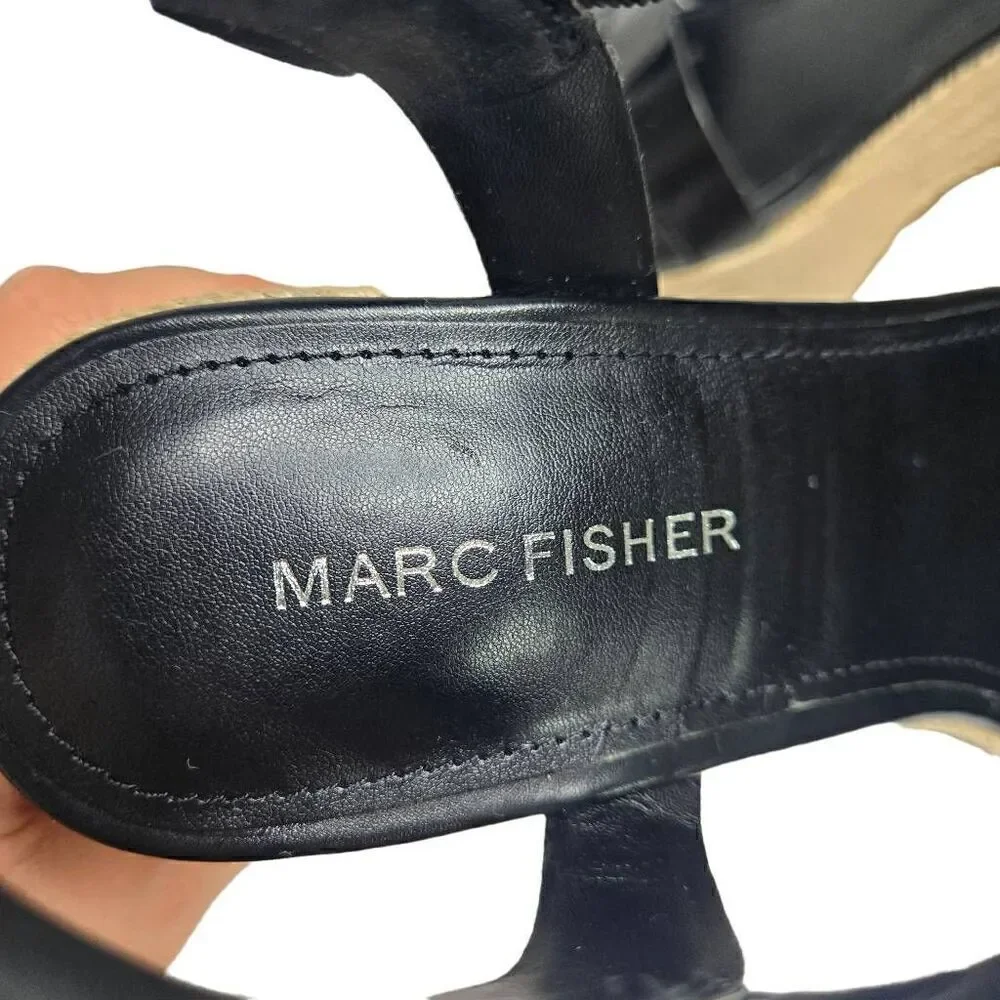 Marc Fisher Viga Black Espadrilles Heels Shoes Size 10